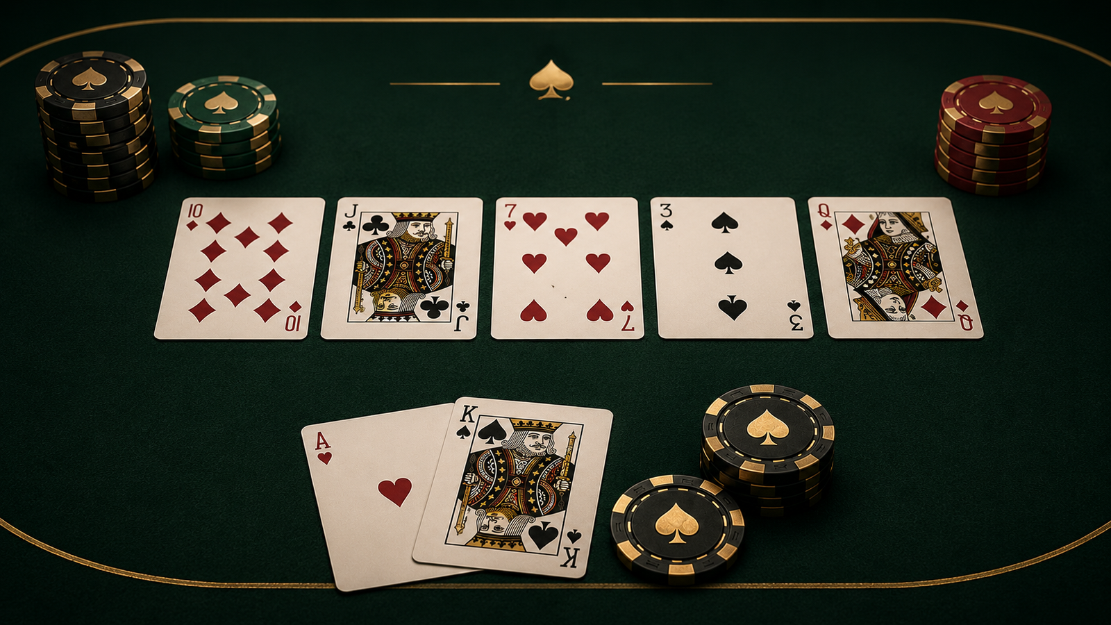 Cartas comunitarias en el river y mano final de poker